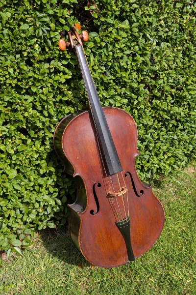 George Bealby (b. 1803) made this Cello in 1825, Collingham. Rumoured to be made from an old toilet seat!

A remarkable and wonderful creation. George Bealby's, Great Grandchild, Harry Bealby can be seen playing this cello at Brook House, c. prewar.