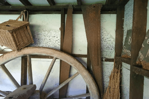 These Pit Saws were used for manually sawing up the forest logs in preparation for making the ploughs. One end will be held by a worker in the pit and the other end by a worker on top, as they sawed in unison.