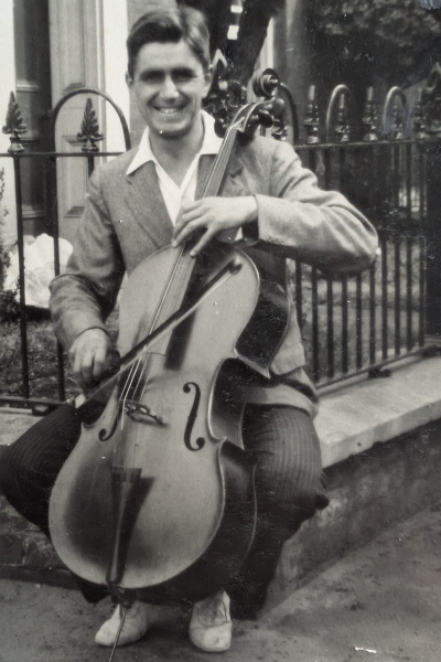 Harry with a cello at Brook House, c. prewar
