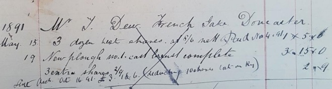 Image. 'deducting 10 shares lost on Ry 2s 9d'. 1891.