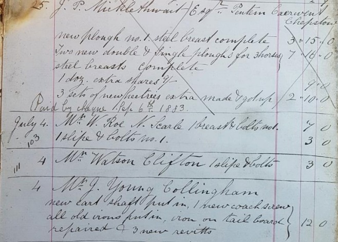 Image. Extract from Day Book 1883. Clifton and North Scarle are nearby villages.